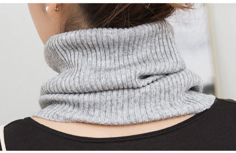 New Winter Autumn Solid Color Soft Cashmere Knit Ring Scarves Neck Warmer Elastic Neck Gaiter Head Wrap Headwear Comfort Collar Female Winter One Loop Scarf For Women