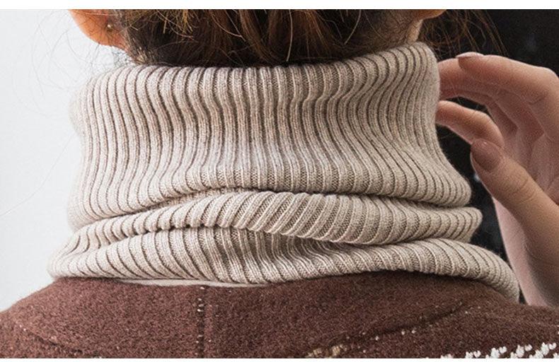 New Winter Autumn Solid Color Soft Cashmere Knit Ring Scarves Neck Warmer Elastic Neck Gaiter Head Wrap Headwear Comfort Collar Female Winter One Loop Scarf For Women