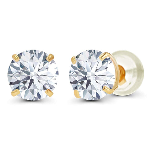 3.00 CTW AGI Certified Lab Grown Diamond Stud Earrings in 14K Gold