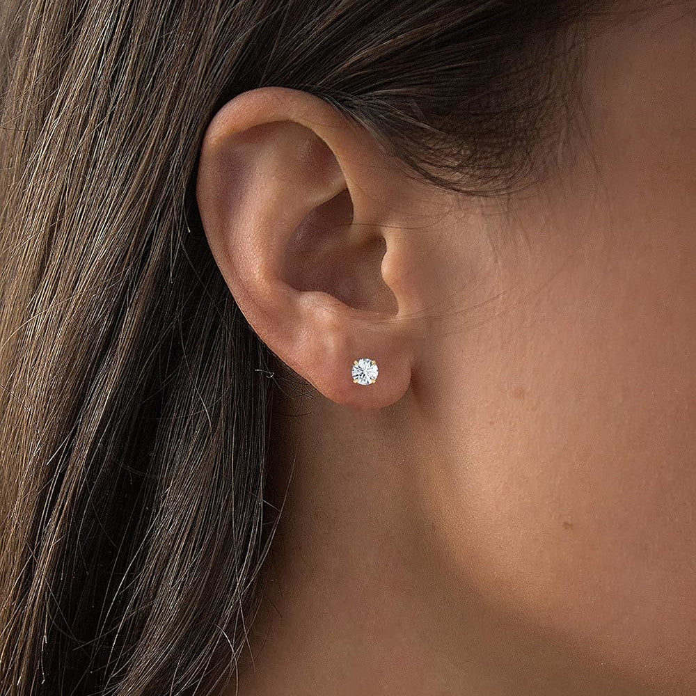 3.00 CTW AGI Certified Lab Grown Diamond Stud Earrings in 14K Gold