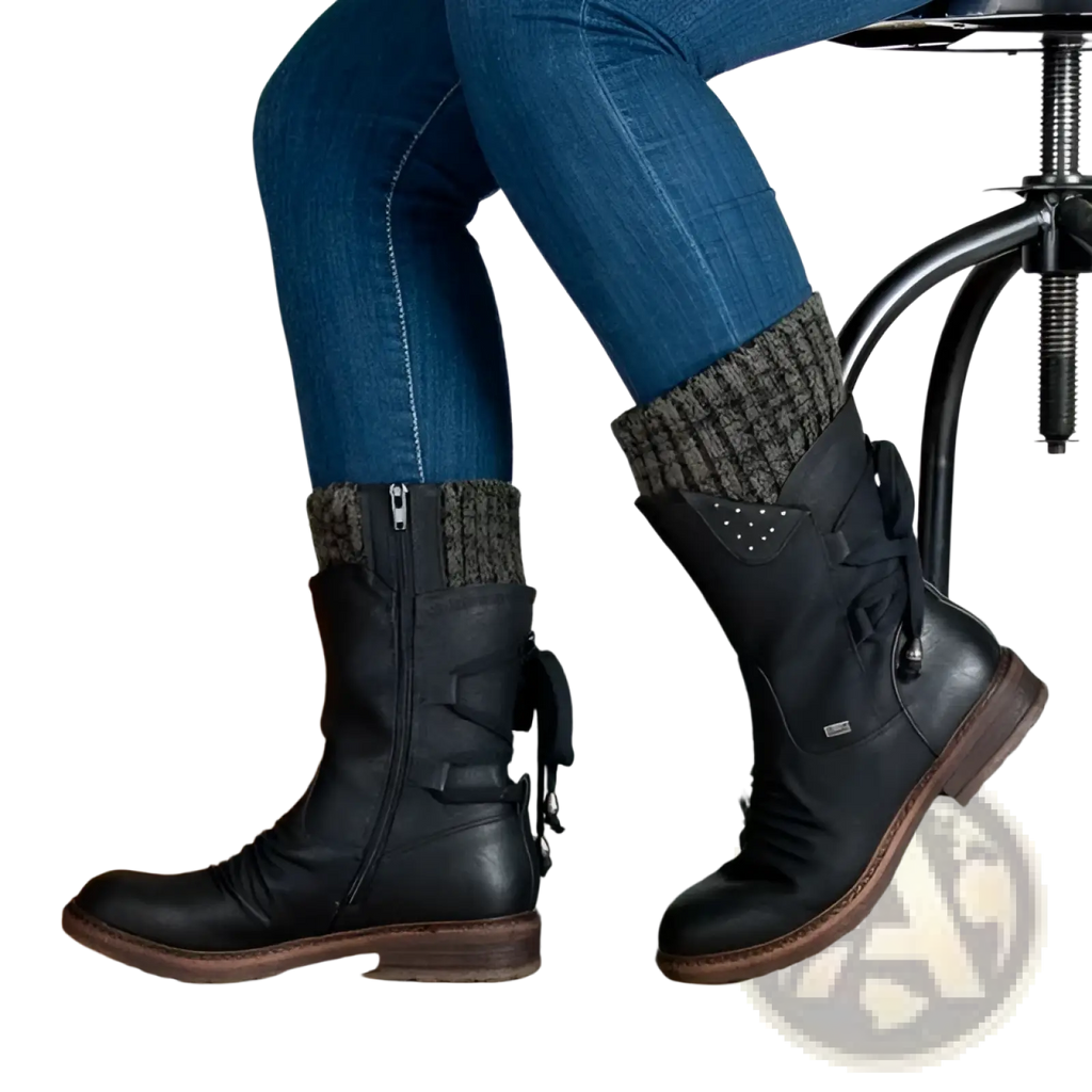 Women Winter Snow Boots Suede Mid Calf Martin Shoes