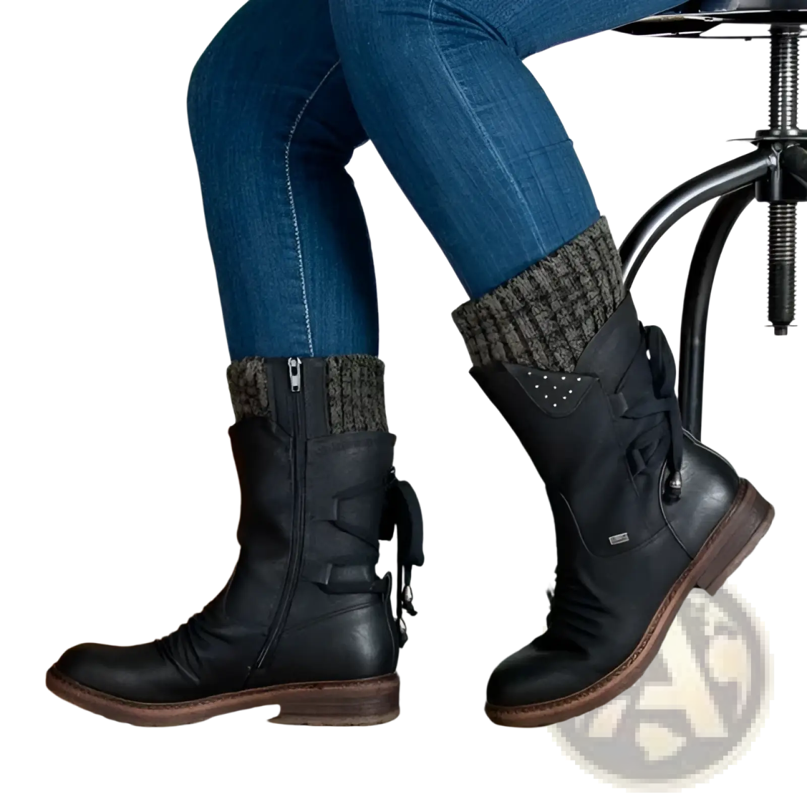 Women Winter Snow Boots Suede Mid Calf Martin Shoes