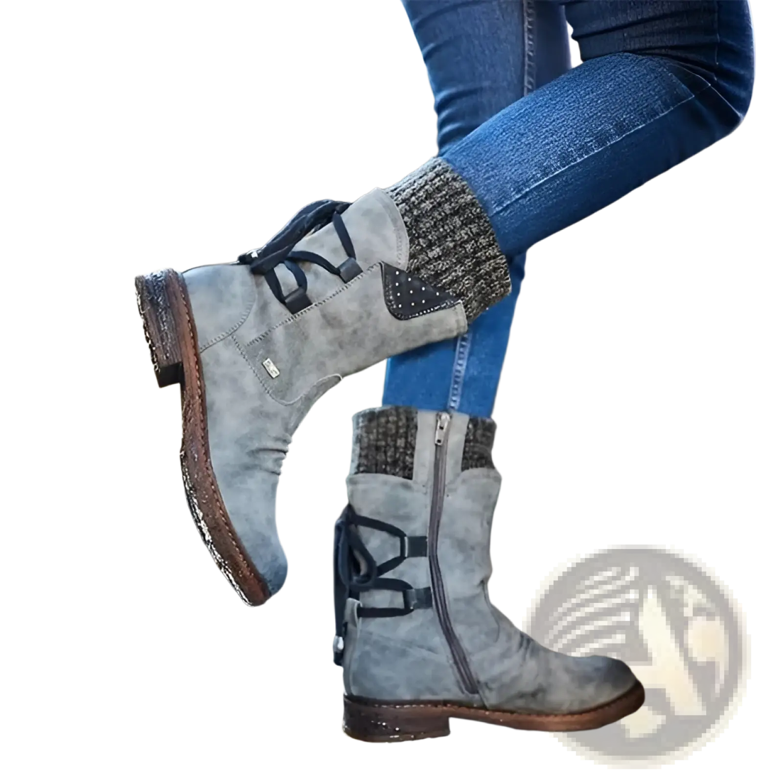Women Winter Snow Boots Suede Mid Calf Martin Shoes