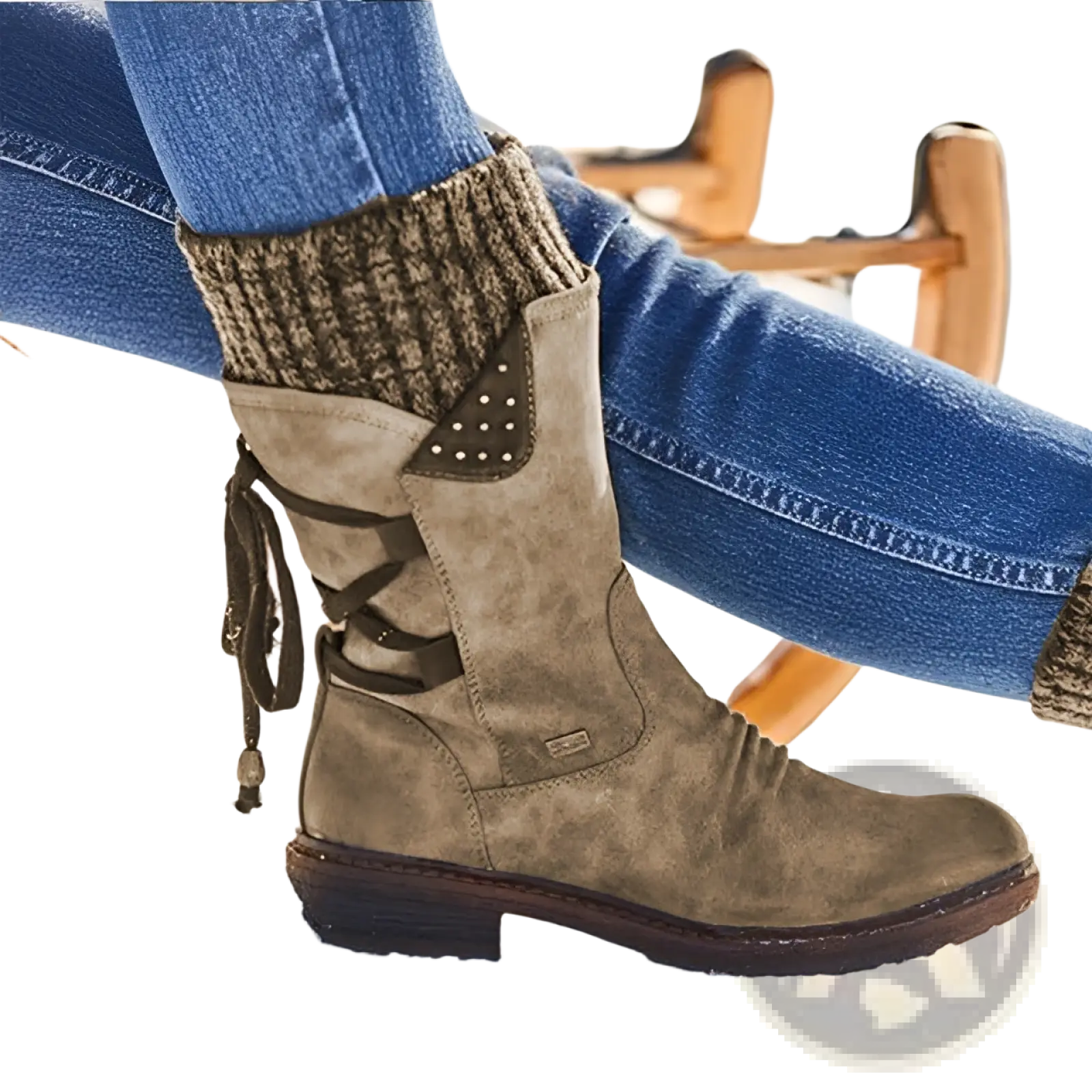 Women Winter Snow Boots Suede Mid Calf Martin Shoes