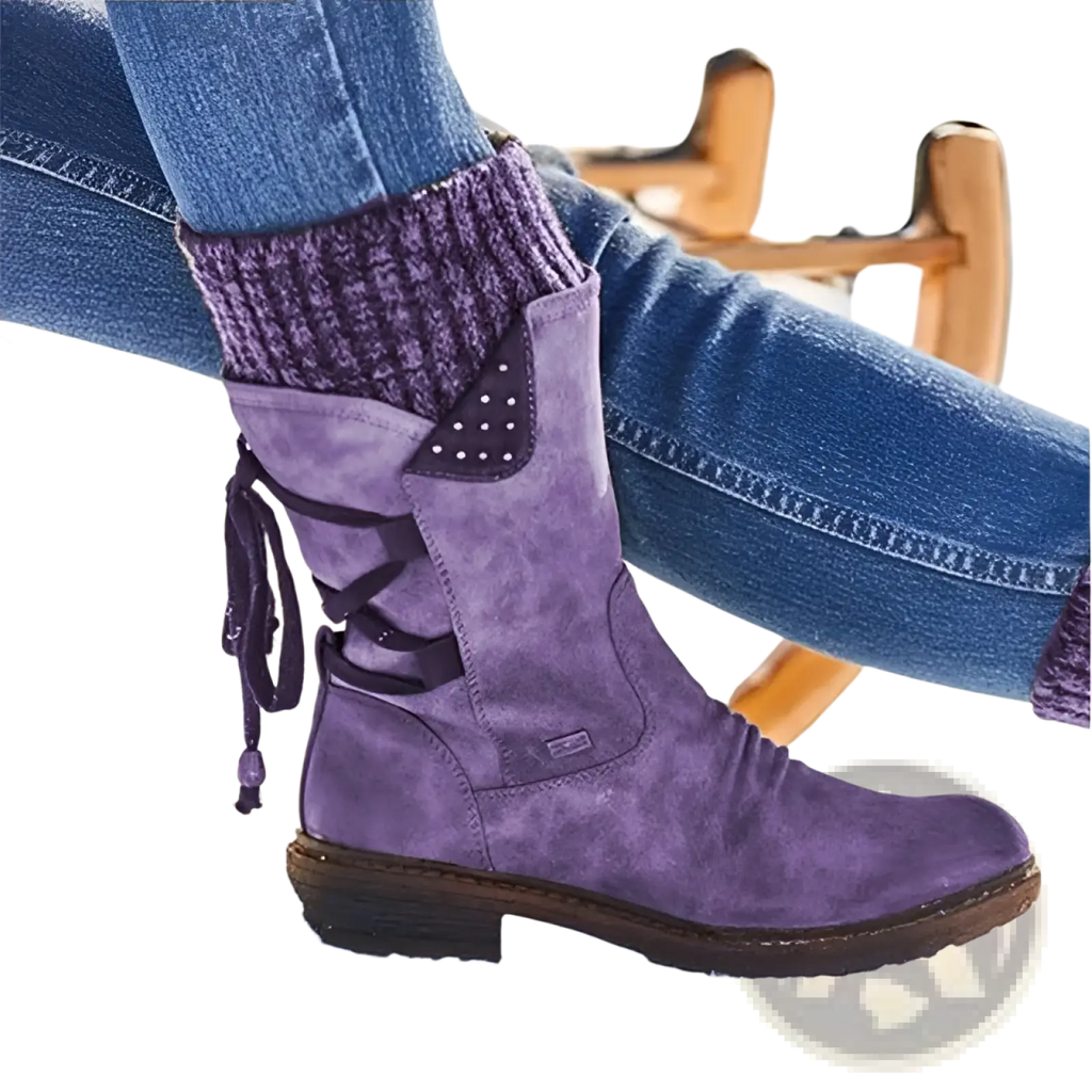 Women Winter Snow Boots Suede Mid Calf Martin Shoes