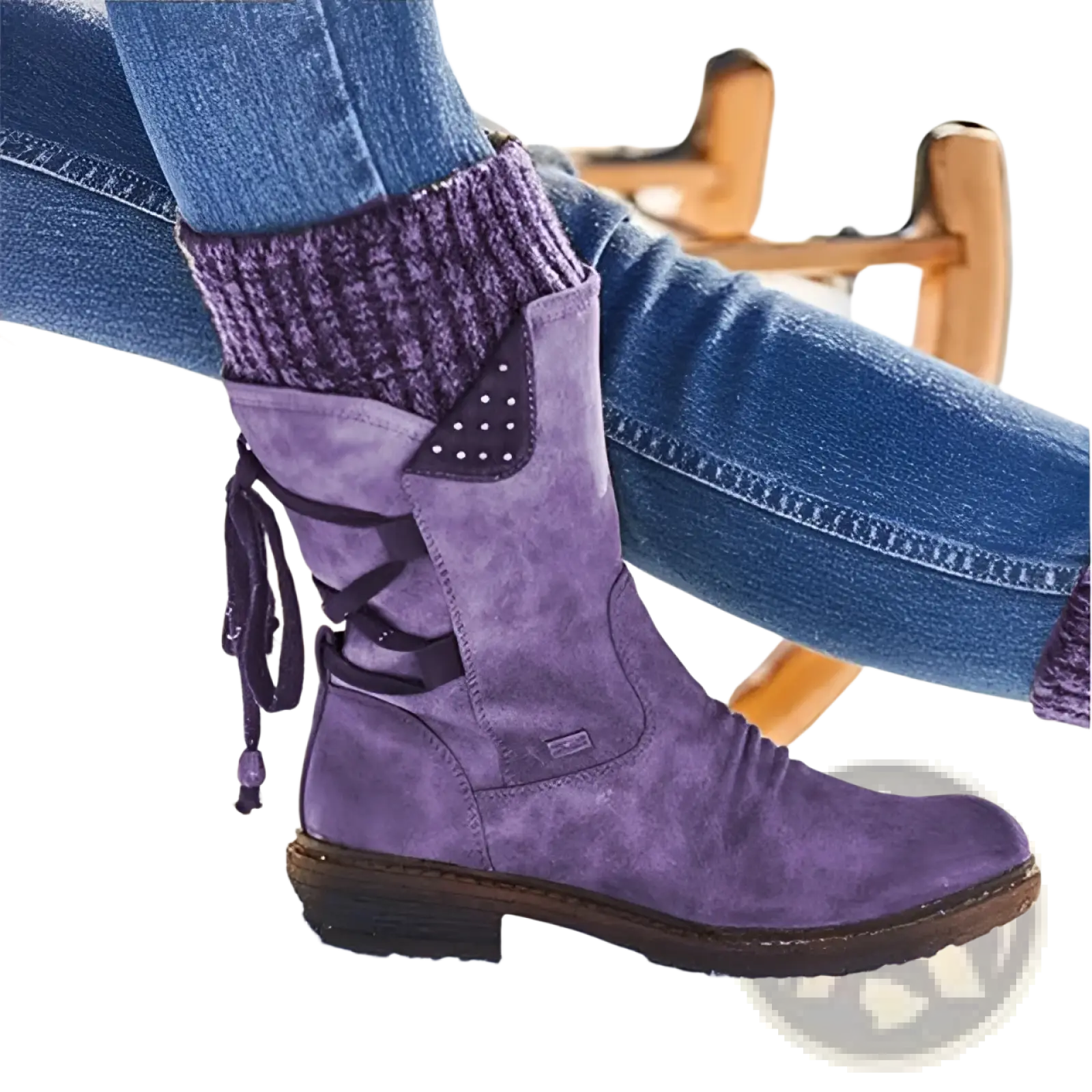 Women Winter Snow Boots Suede Mid Calf Martin Shoes