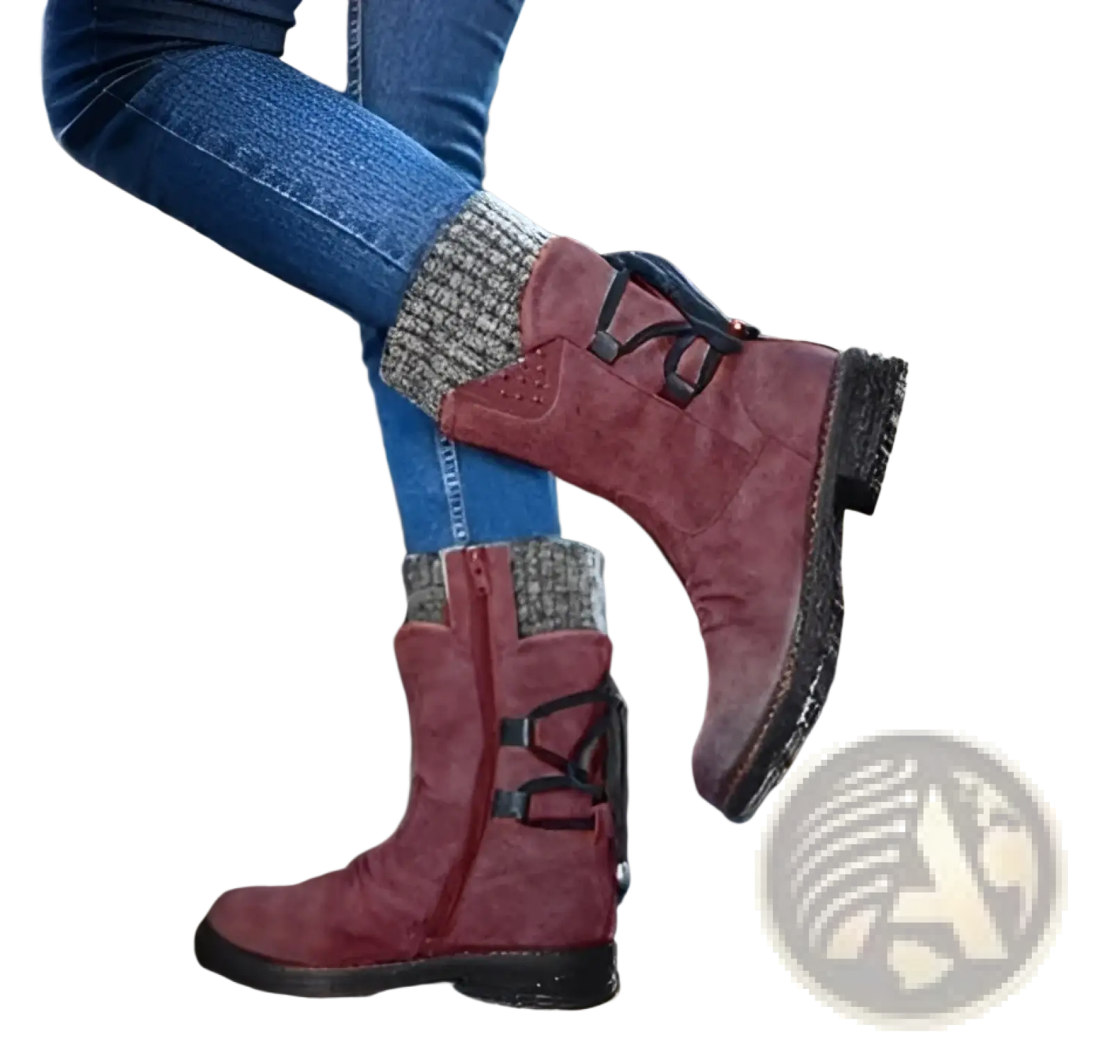 Women Winter Snow Boots Suede Mid Calf Martin Shoes