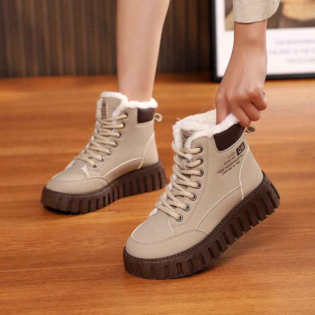 Women's Lace Up Fleece Lined Winter Fashion Snow Boots