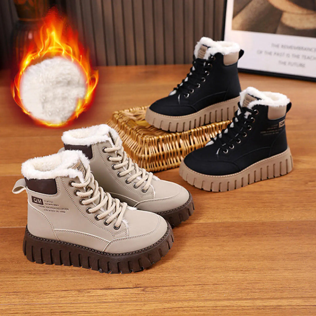 Women's Lace Up Fleece Lined Winter Fashion Snow Boots