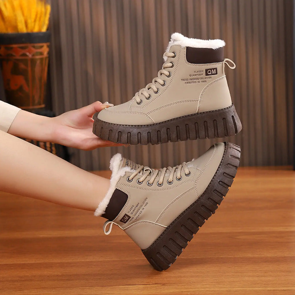 Women's Lace Up Fleece Lined Winter Fashion Snow Boots