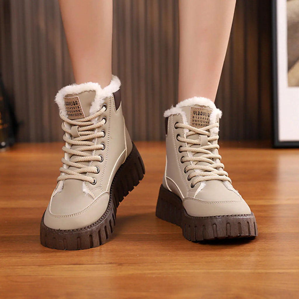 Women's Lace Up Fleece Lined Winter Fashion Snow Boots