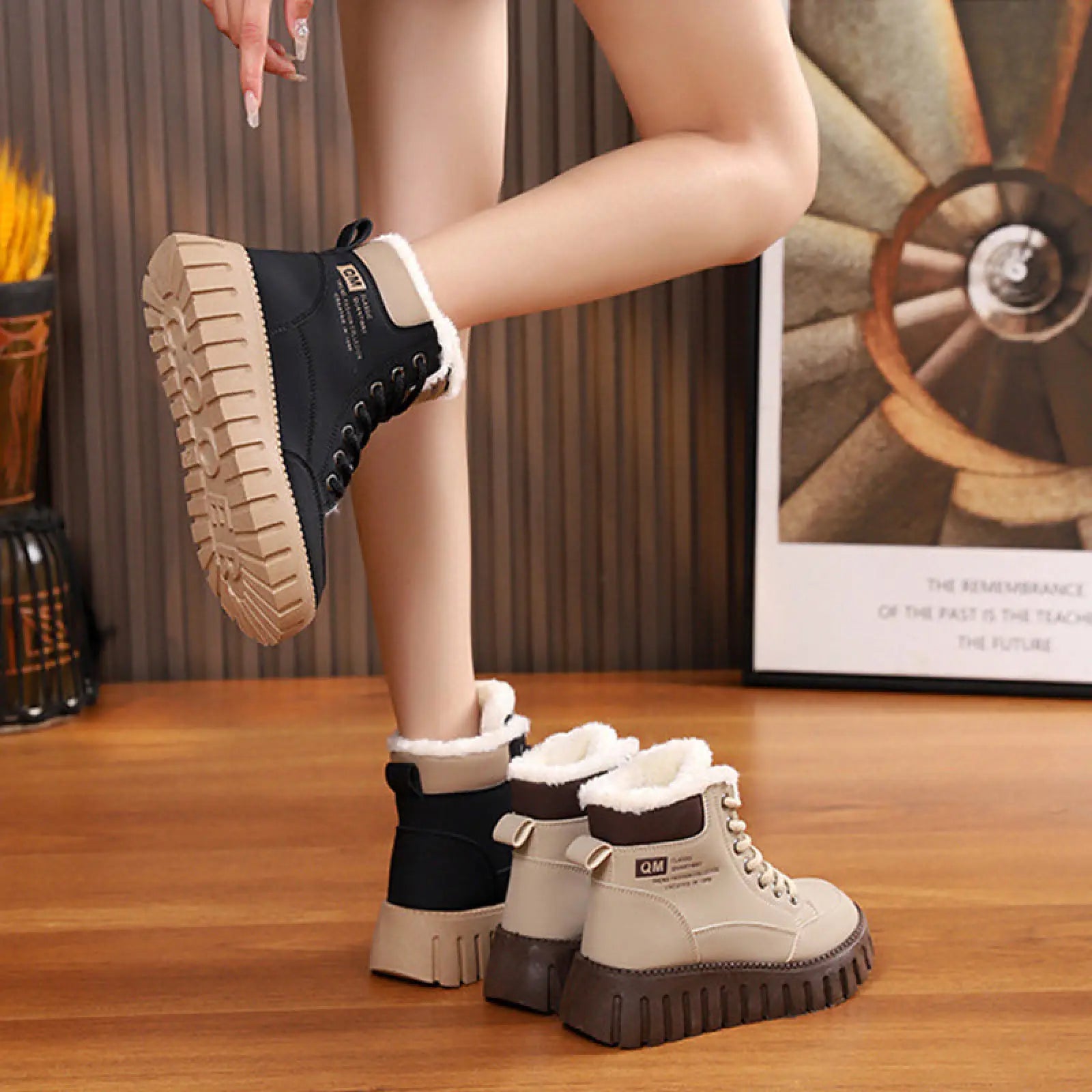 Women's Lace Up Fleece Lined Winter Fashion Snow Boots