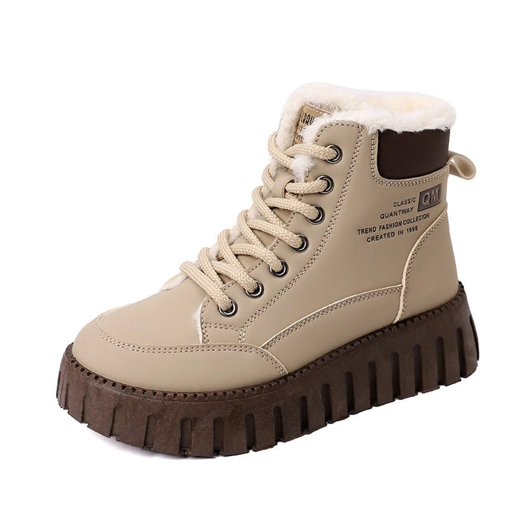 Women's Lace Up Fleece Lined Winter Fashion Snow Boots